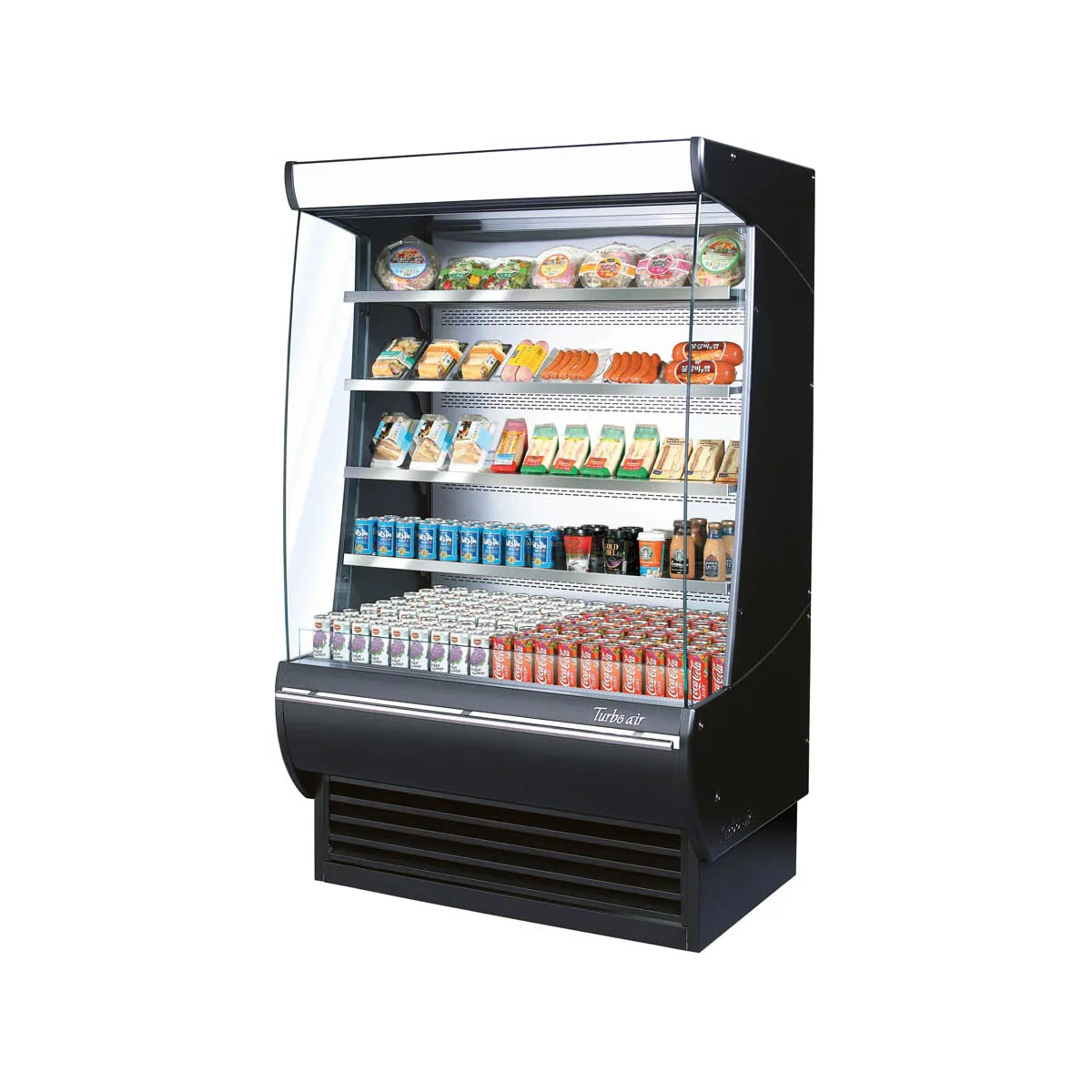 Turbo Air TOM-48DXB-N 48" Vertical Extra Deep Open Air Merchandiser in Black, Self-Contained, 4 Shelves