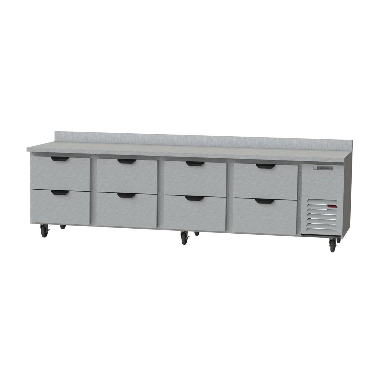 Beverage Air WTRD119AHC-8 119" 4-Section Worktop Refrigerator w/ 8 Drawers, 40 cu. ft.
