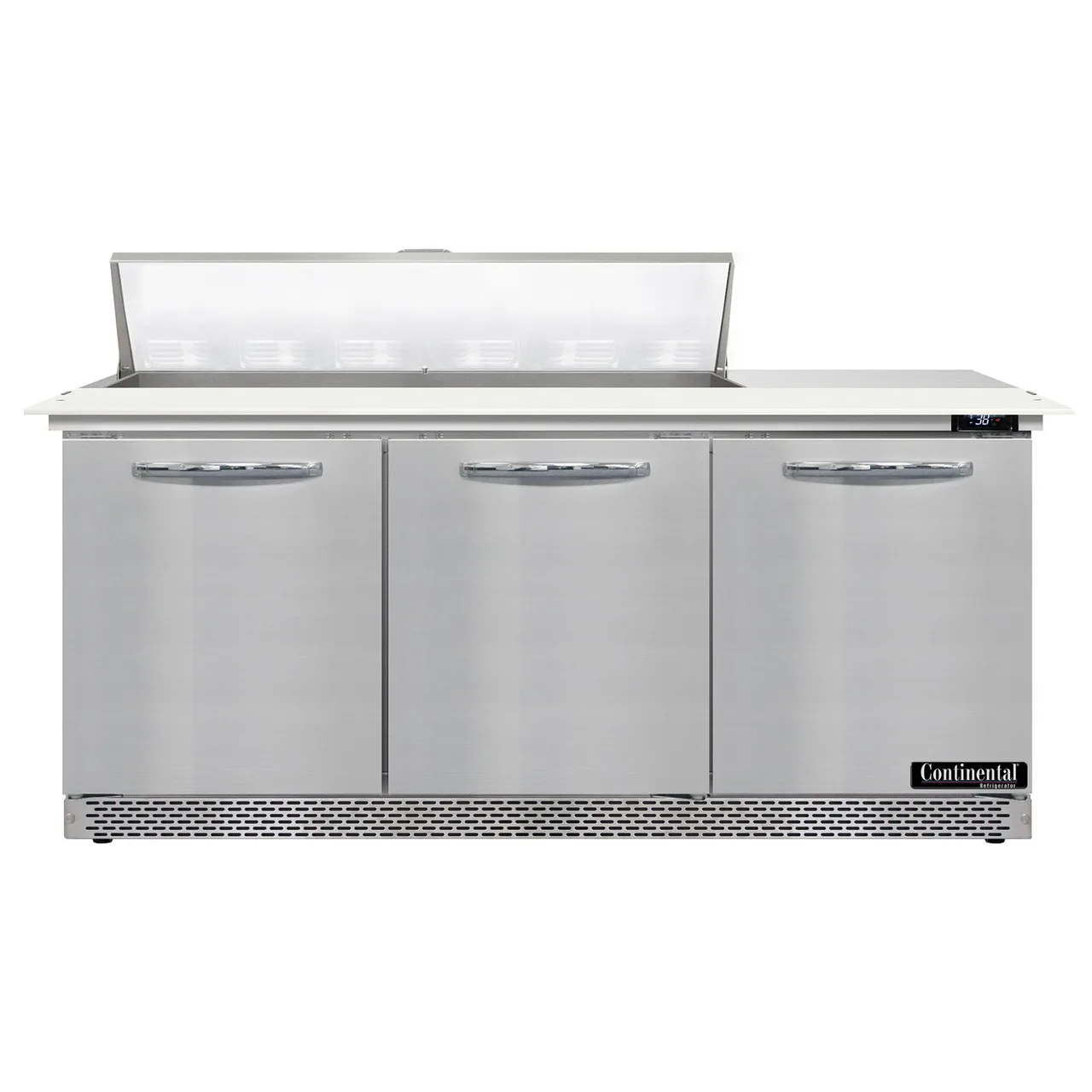 Continental Refrigerator D72N12C-FB 72" Sandwich / Salad Prep Table w/ 3 Doors, 12 Pans