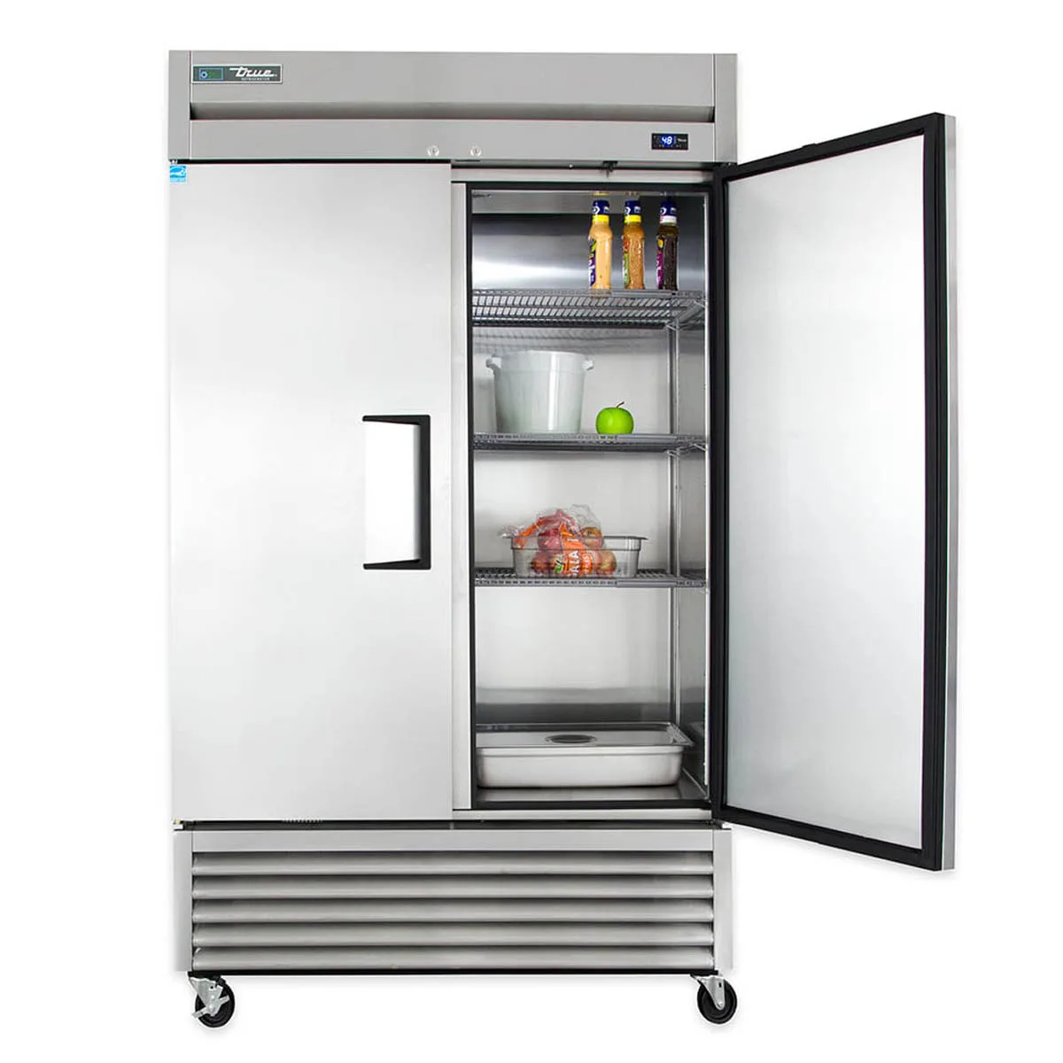 True T-43-HC 47" 2-Section Reach-In Refrigerator w/ 2 Solid Doors, Bottom Mount, Stainless Steel Front-Aluminum Sides