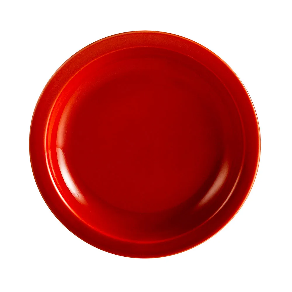 CAC China L-8NR-R 9" Plate, 1" H, Round, Narrow Rim, Red Ceramic, Dishwasher & Oven Safe - Dozen