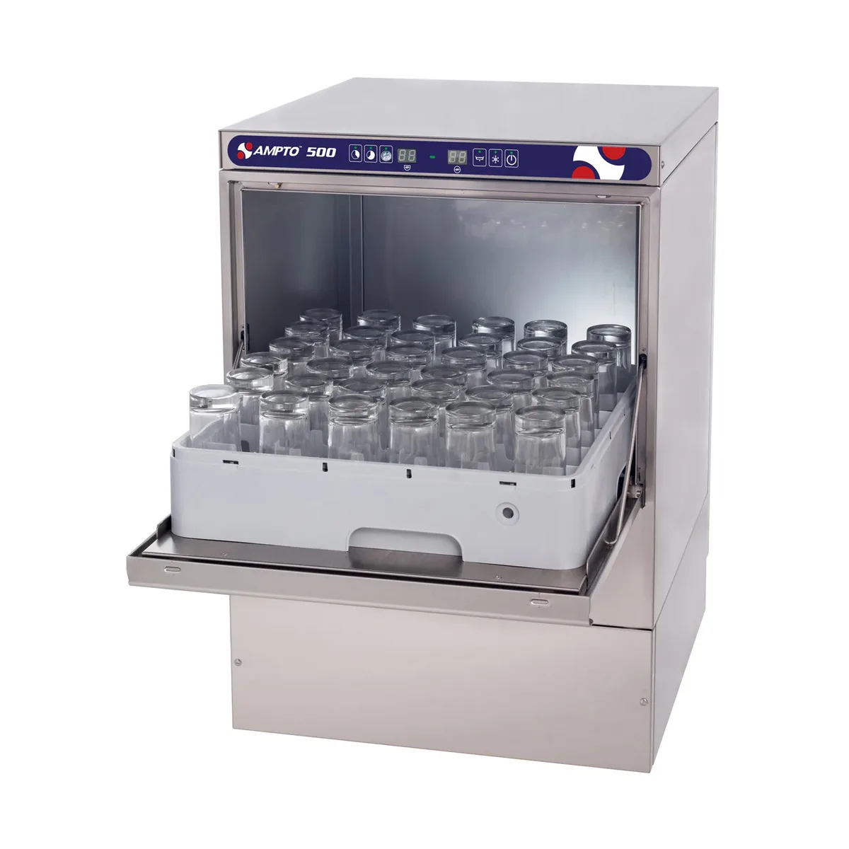 AMPTO 500 22" Undercounter Dishwasher,20/30 or 60 Racks/Hr-17 Gal/Hr-High Temp  w/Booster