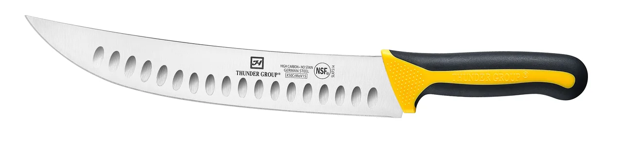 Thunder Group SLKF514 Cimeter Steak Knife, 10" Blade, Soft-Grip Handles, German Steel