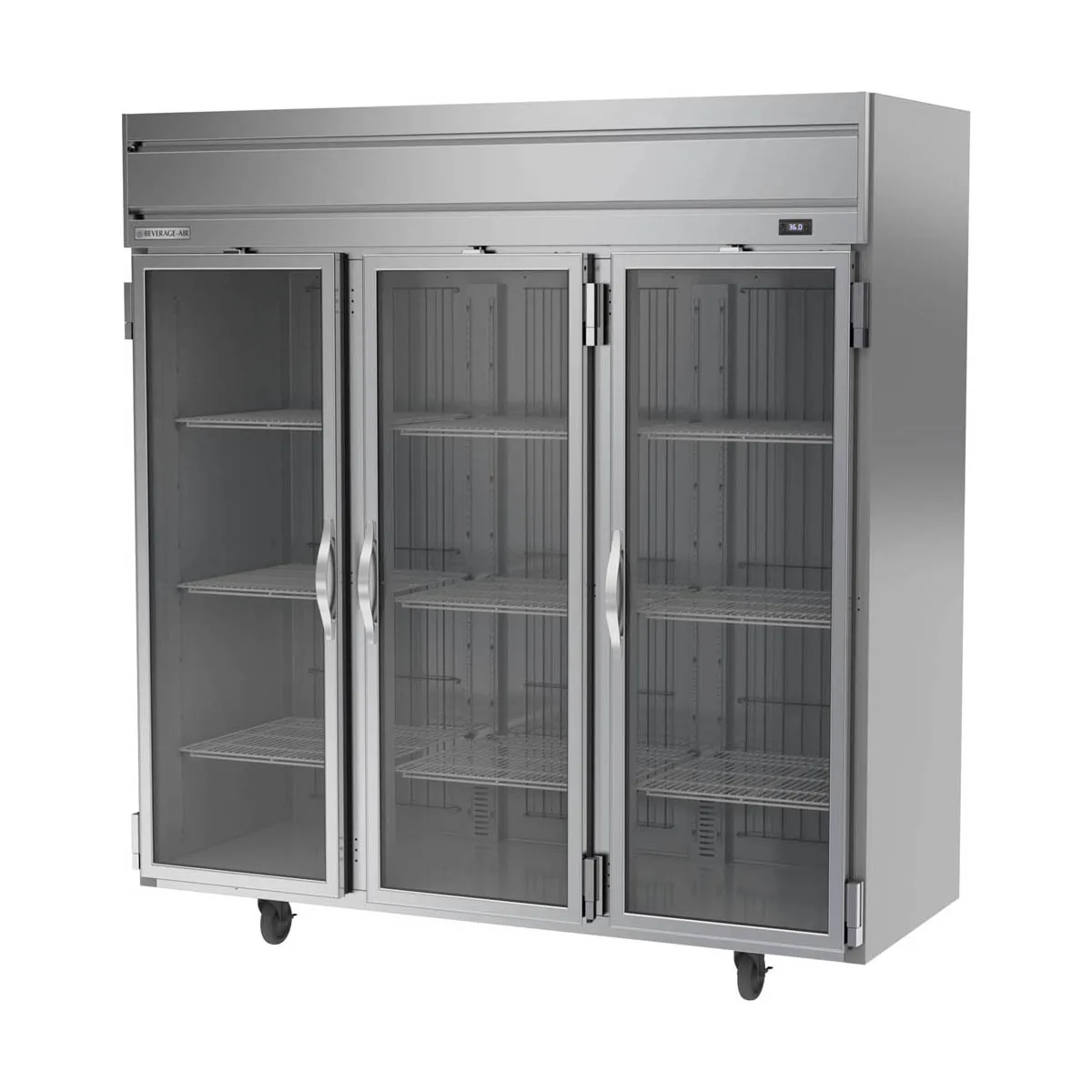 Beverage Air HR3HC-1G, 78" 3-Section Reach-In Refrigerator w/ 3 Glass Full Doors, Top Mounted, 1/3 hp, 71.5 cu. ft.