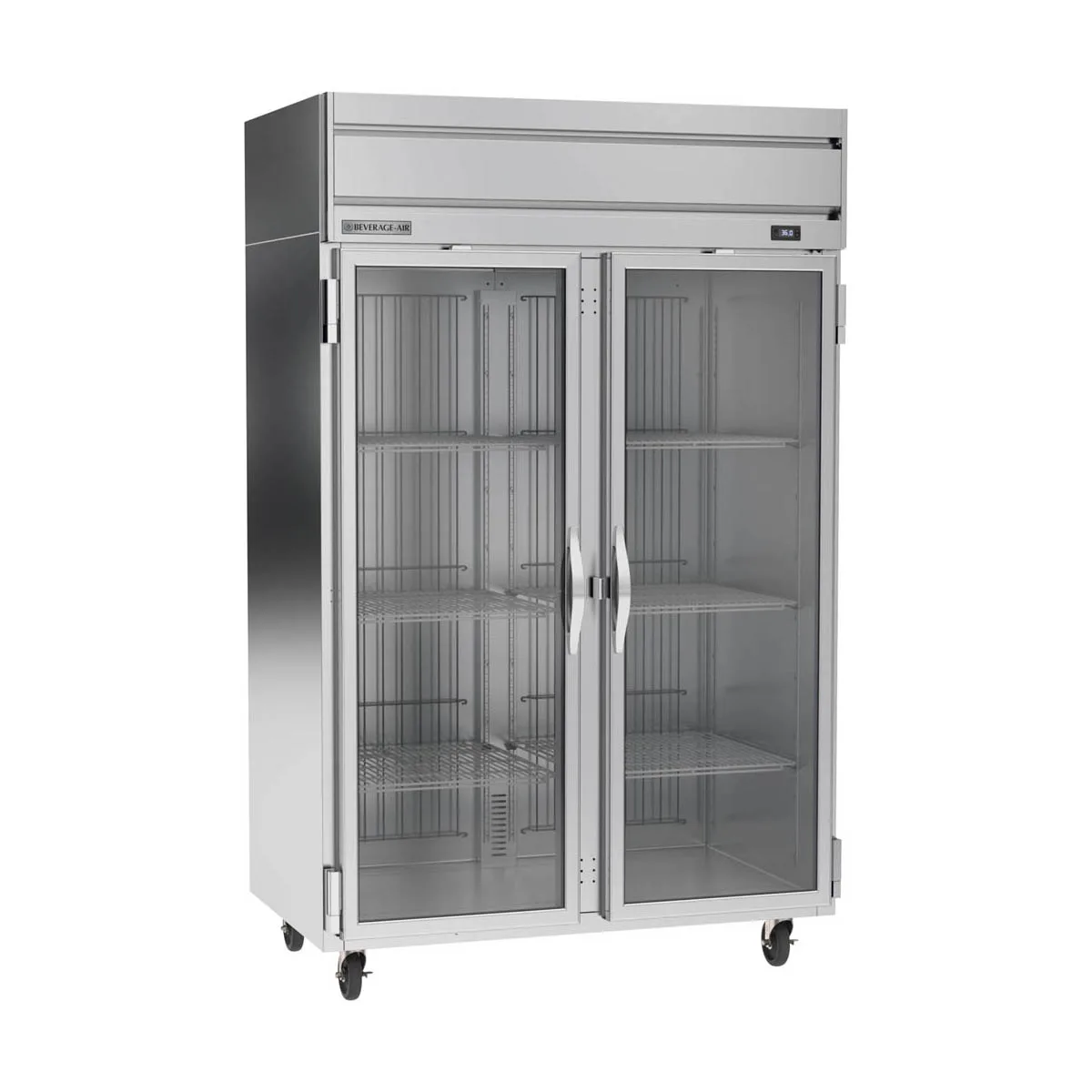 Beverage Air HRPS2HC-1G 52" 2-Section Reach-In Refrigerator w/ 2 Glass Doors, Top Mounted, 1/3 hp, 47 cu. ft.