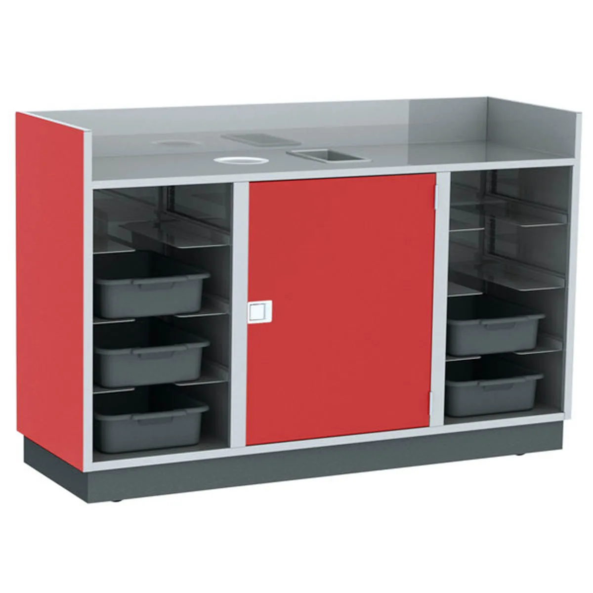 Lakeside 4618 Mobile Bussing Station, 70"W, Stainless Steel, Plastic Laminate Finish, 5" Swivel Wheels