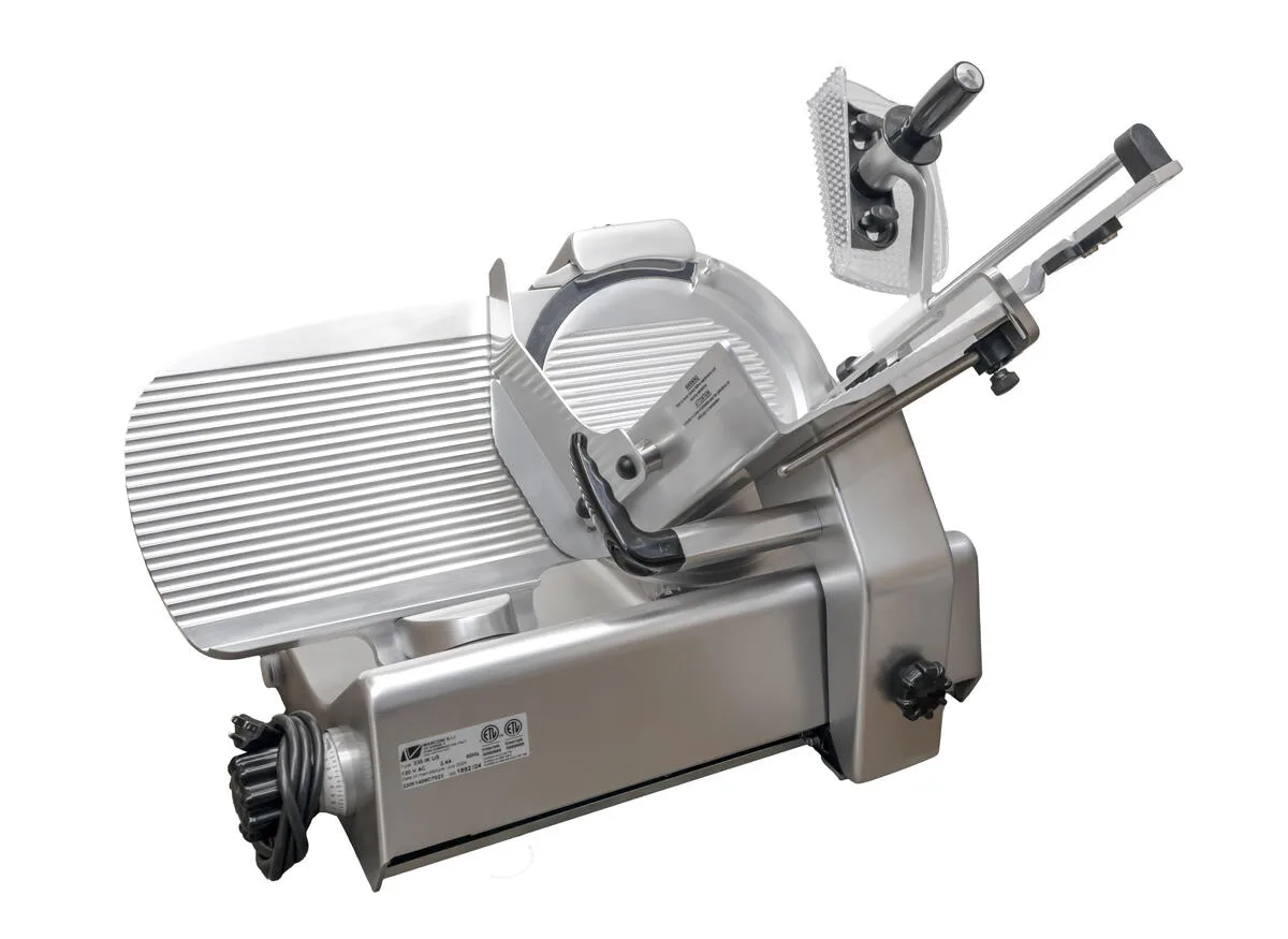 Omcan USA 48391 - 13" Meat Slicer, Gear-Driven, Manual Gravity Feed, 0.48 HP, 360W, 120V, Aluminum Body, Made in Italy