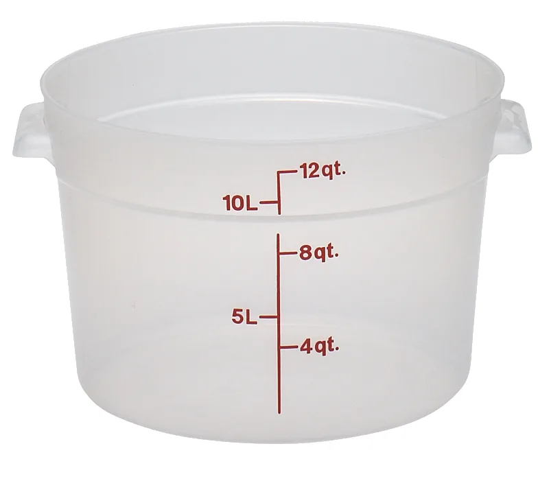 Cambro RFS12PP190 Round Storage Container,12 Qt 14‑7/8" Dia x 8‑3/8" H, Translucent Polypropylene