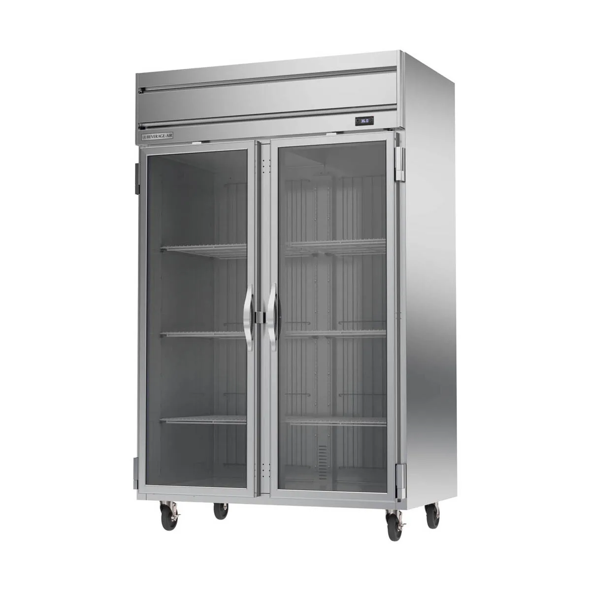 Beverage Air HRP2HC-1G 52" 2-Section Reach-In Refrigerator w/ 2 Glass Full Doors, Top Mounted, 1/3 hp, 47 cu. ft.