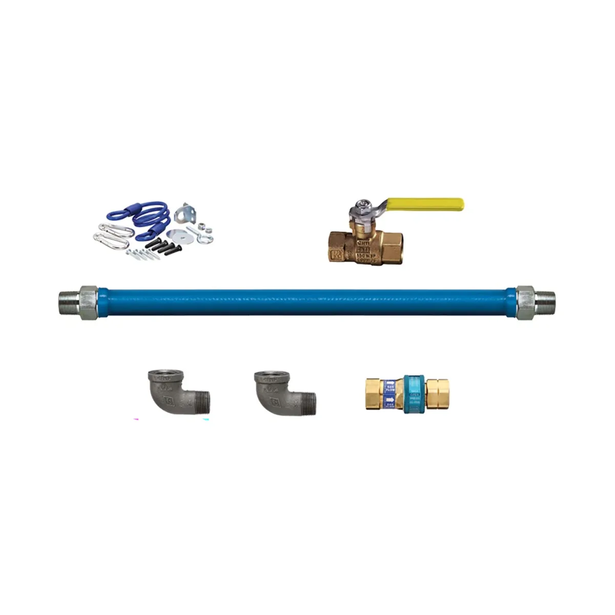 Dormont 1650KIT72 Deluxe SnapFast 72" Gas Connector Kit, Two Elbows, Restraining Cable, 1/2" Dia