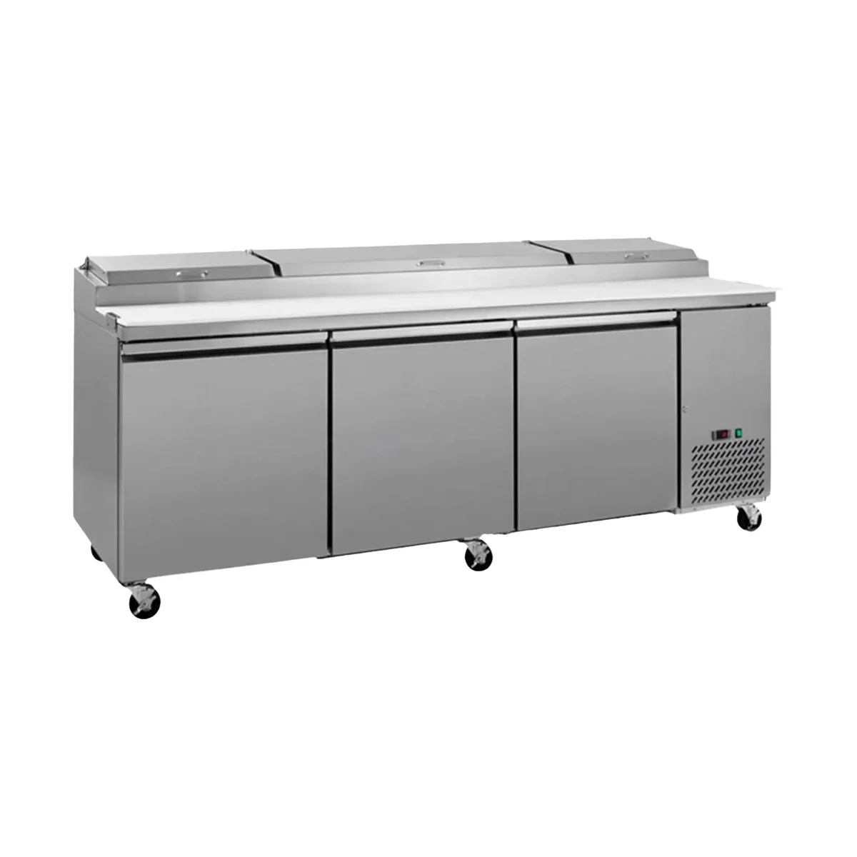 Hurakan HKN-PZ94R3D 94" Refrigerated Pizza Prep Table 3-Door, 12 X 1/3 Pans Capacity
