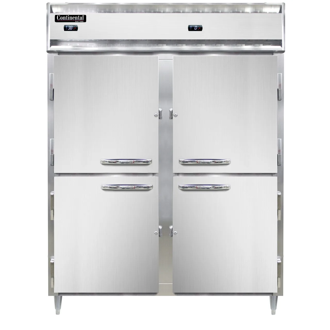Continental Refrigerator D2RFENSAHD 57" 2-Section Reach-In Refrigerator Freezer Combo w/ 4 Half Solid Doors