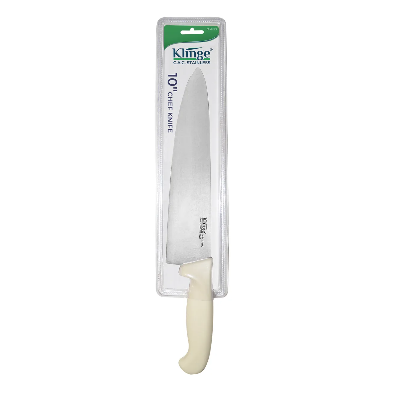 CAC China KSCC-100 Klinge Chef Knife, 10" Stamped, German High-Carbon Steel, White Handle