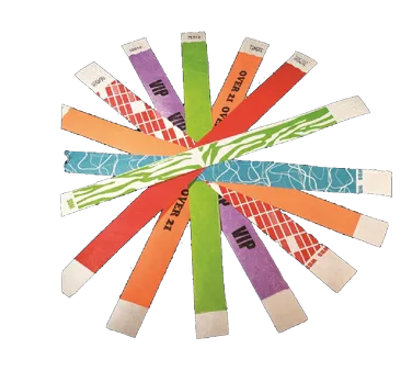Winco WB-100O-D Bar Maid Wristbands 3/4"W x 9.5"L Tyvek NoTear Seq.Numbered Orange Design - 500/Pack