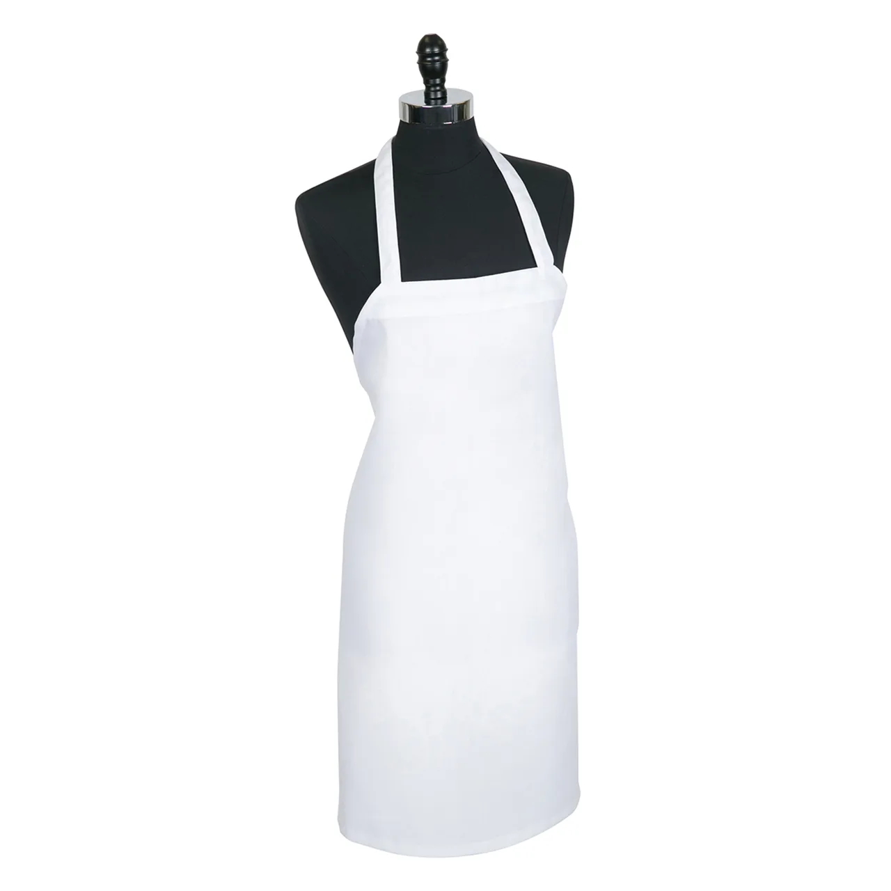 Mercer M60100WH Millennia Bib Apron, 33" x 29" White, 100% Polyester, No Pocket – Ideal for Hotel & Restaurant Use