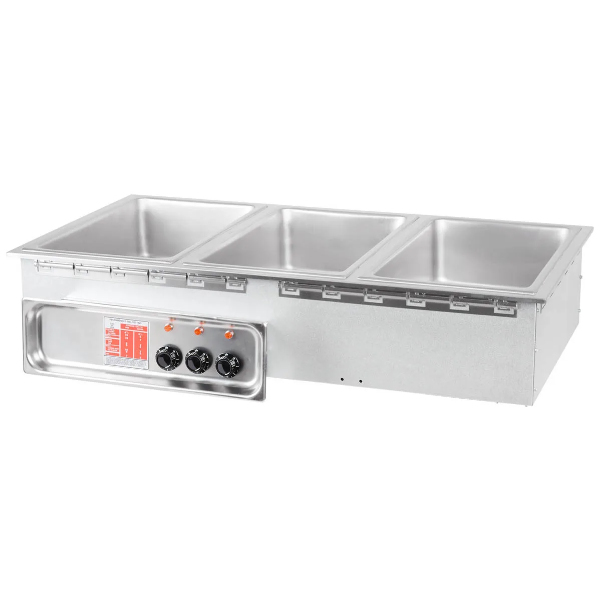 APW Wyott HFW-3DS 15"  Insulated Three Pan Drop In Hot Food Well with Drain