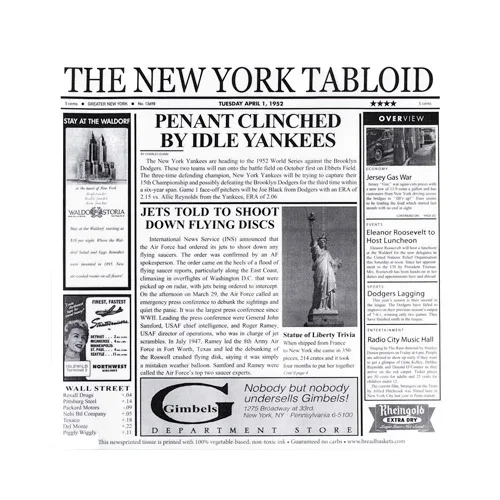 GET 4-TY1200 Food-Safe New York Newsprint Liner, 12" X 12", Paper, White