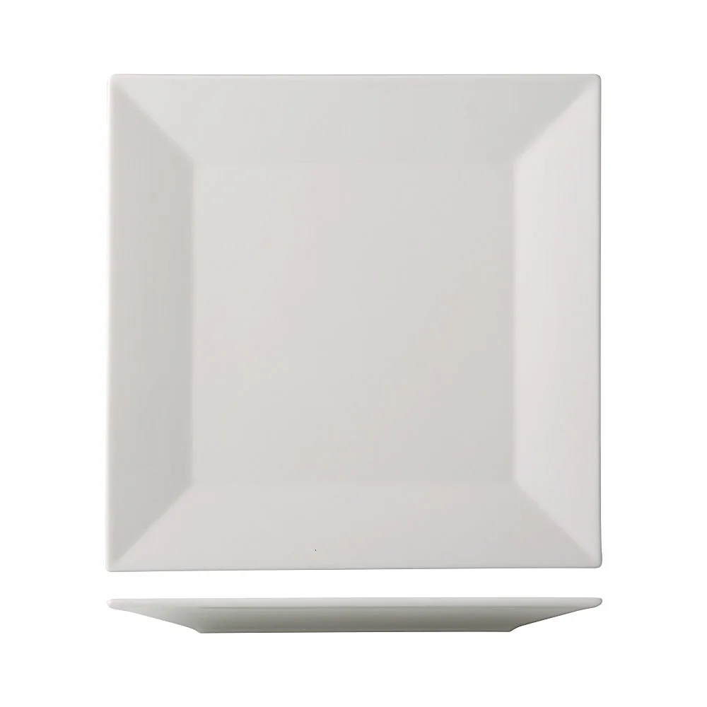 CAC China NGA-21 Niagara Plate, 12" x 12" Square Porcelain Bone White, Dishwasher Safe - Dozen