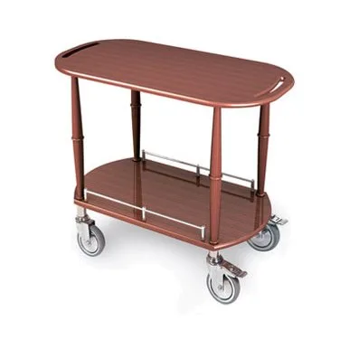 Lakeside 70524 Serving Cart w/ Oval Top and Shelf, Handle Cut-Outs, Spice Veneer Finish