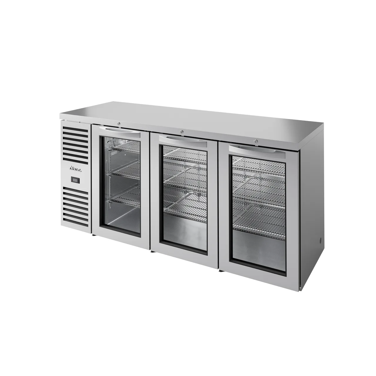 True TBR84-RISZ1-L-S-GGG-1 Stainless Steel 84" Glass Door Back Bar Refrigerator with LED