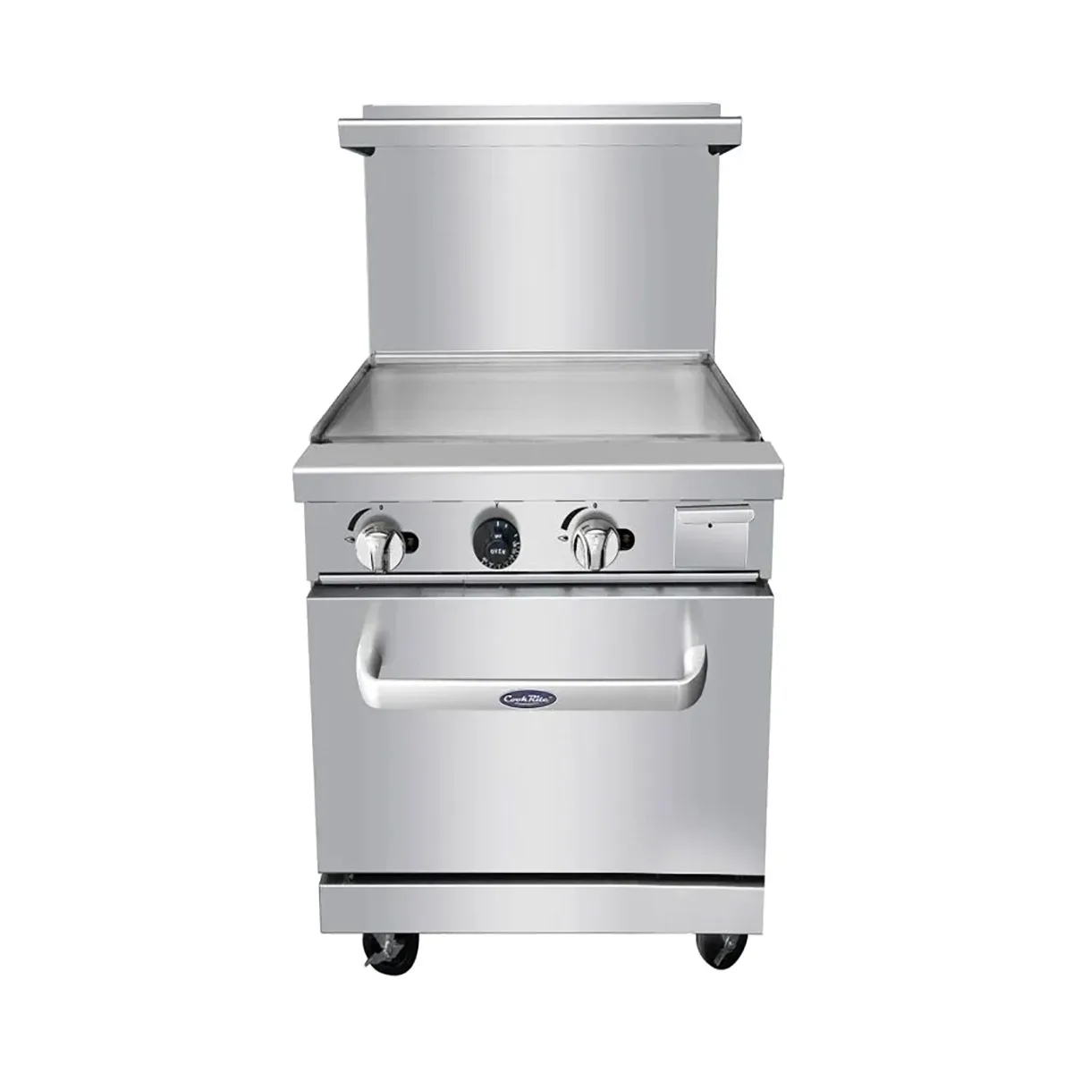 Atosa USA ATO-24G 24" Gas Restaurant Range w/ 24" Full Griddle, (1) Space Saver Oven, 72.000 BTU - Open Box