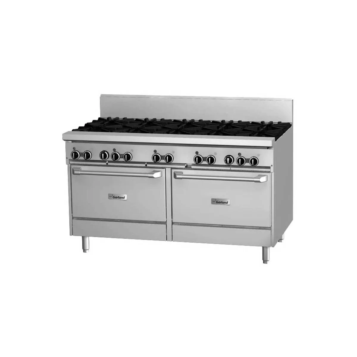 Garland US Range GF60-10RR 60" Gas Restaurant Range w/ (10) Open Burners, (2) Standard Ovens, 336.000 BTU