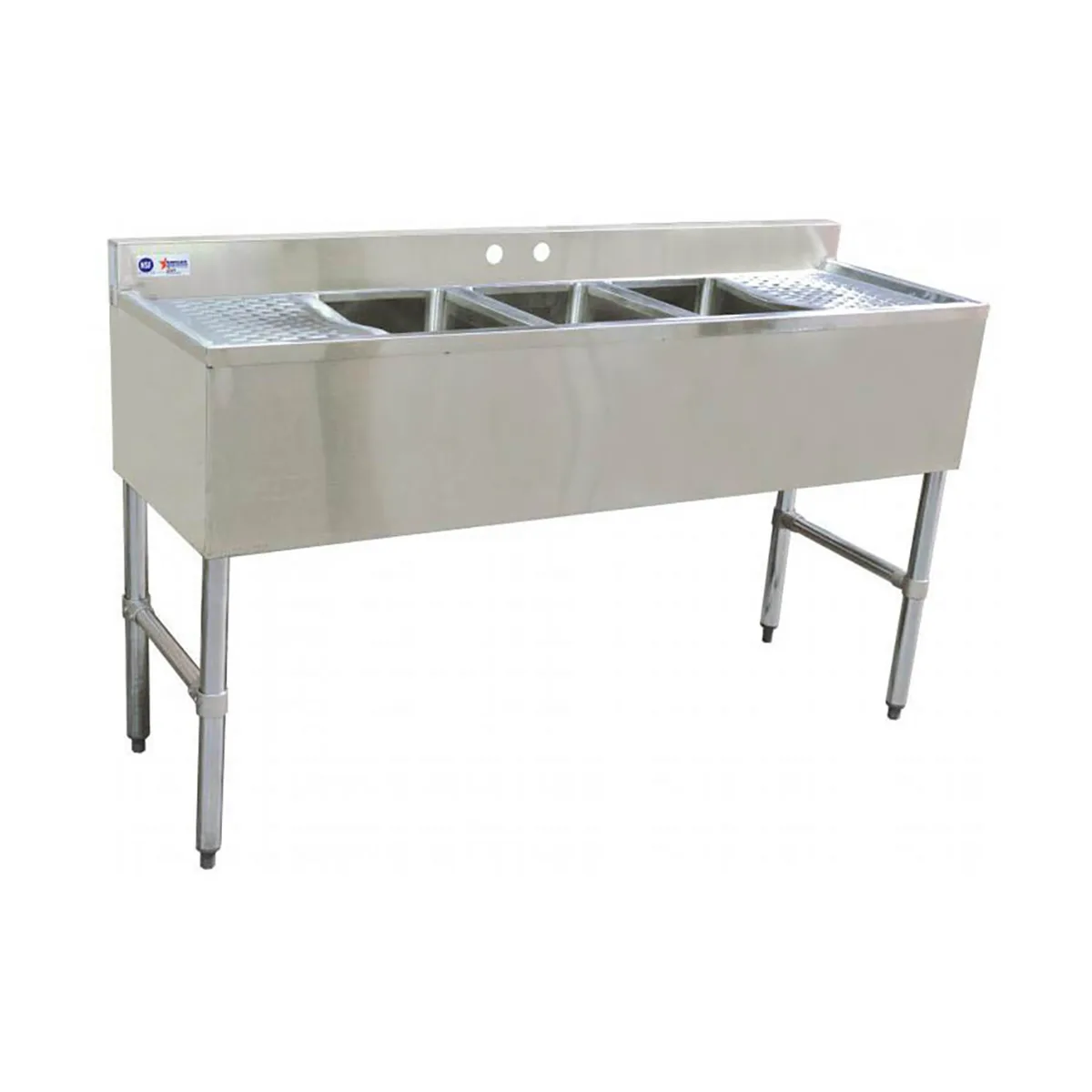 Omcan USA 25274 Underbar Sink Units, 3 Compartment with 2 Drainboards