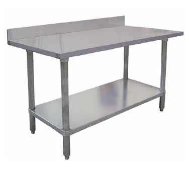 Omcan USA 23797 60" Open Base Work Table with Undershelf, 4" Backsplash / 18 Gauge Top