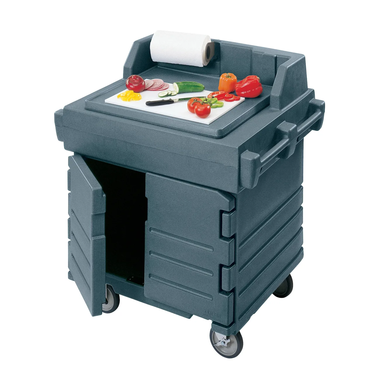 Cambro KWS40191 Mobile Modular CamKiosk® Counter/Work Station, Granite Gray, Enclosed Base w/ Storage