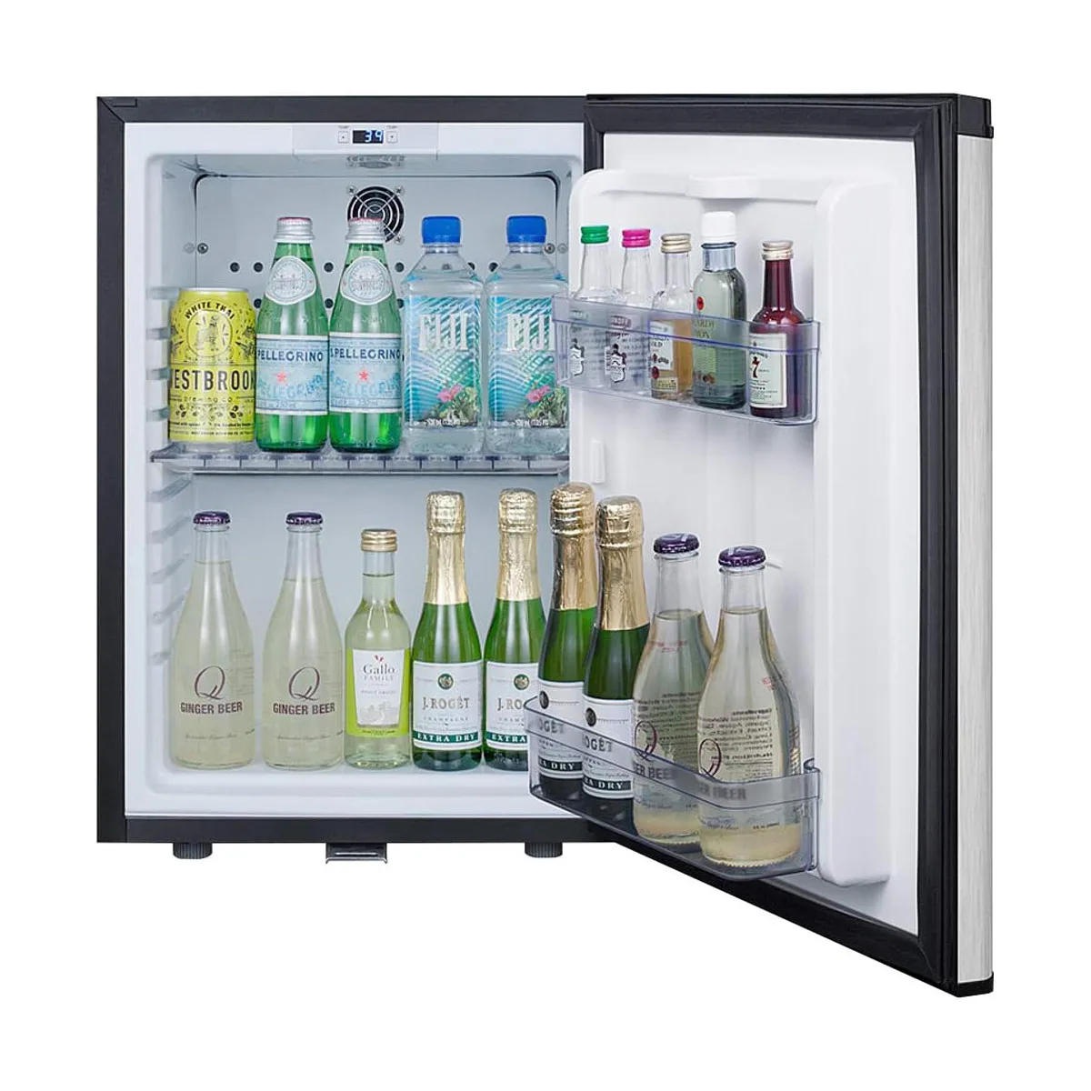 Summit MB26SS 16" Compact Minibar Refrigerator in Black, Stainless Steel Door, 1.1 cu.ft