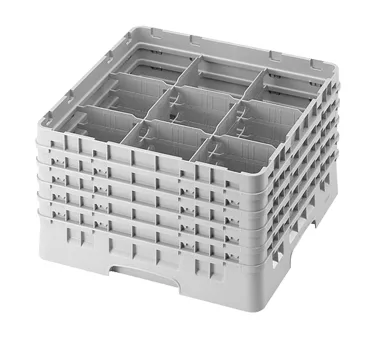 Cambro 9S958184 Camrack Glass Rack, Full Size, Beige, 19-3/4 x 19-3/4, 9 Compartments, 5-7/8 Max Dia, HACCP Compliant
