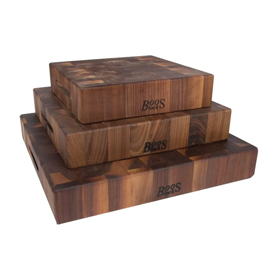 John Boos WAL-CCB183-S Wood Cutting Board, 18" x 18" x 3" Black Walnut, Oil, Reversible Grips