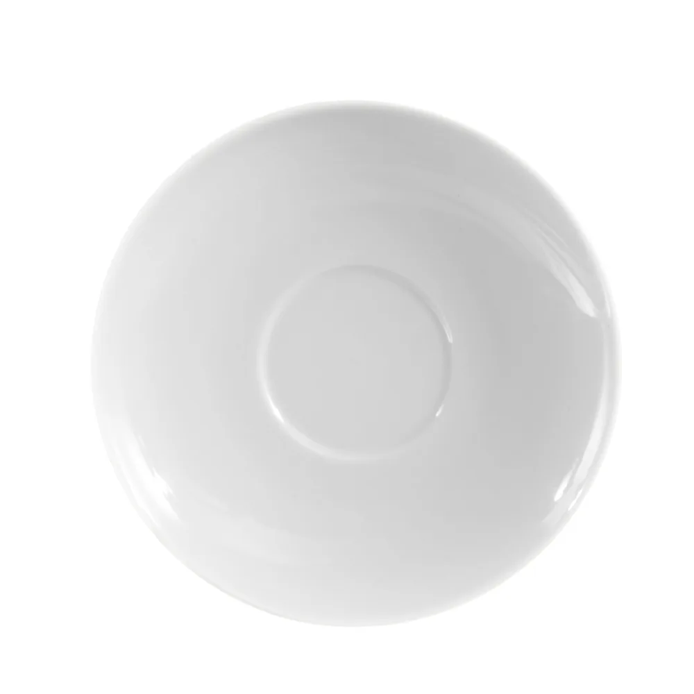 CAC China RCN-V10S - 7" Round Porcelain Saucer, Super White, Oven Microwave Safe - 1 Dozen