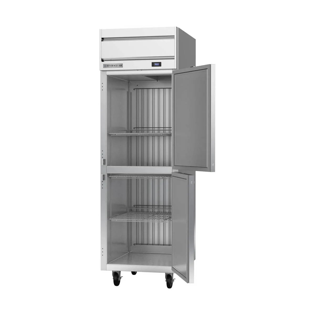 Beverage Air HRS1HC-1HS 26" 1-Section Reach-In Refrigerator w/ 2 Solid Half Doors, Top Mounted, 1/4 hp, 21 cu. ft.