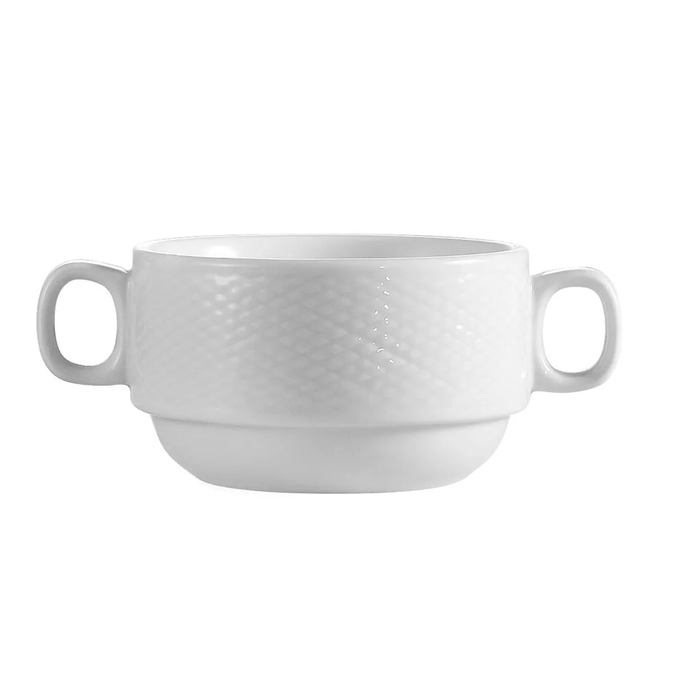 CAC China BST-46 - Boston Bouillon Cup, 8 oz, Round Porcelain, Stackable, Dishwasher Safe - 1 Dozen