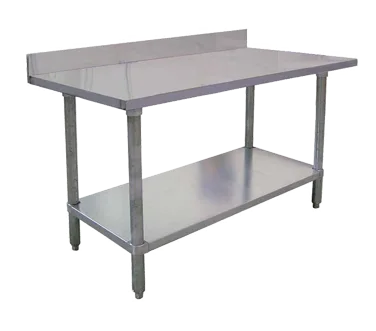 Omcan USA 22088 48" Open Base Work Table with Open With Undershelf, 4" Backsplash / 18 Gauge Top