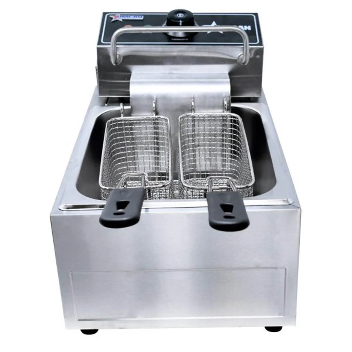 Omcan USA 39371 Full Pot Countertop Electric Fryer w/ 13.23-Lb. Capacity, 2 Baskets, 220V/60/1
