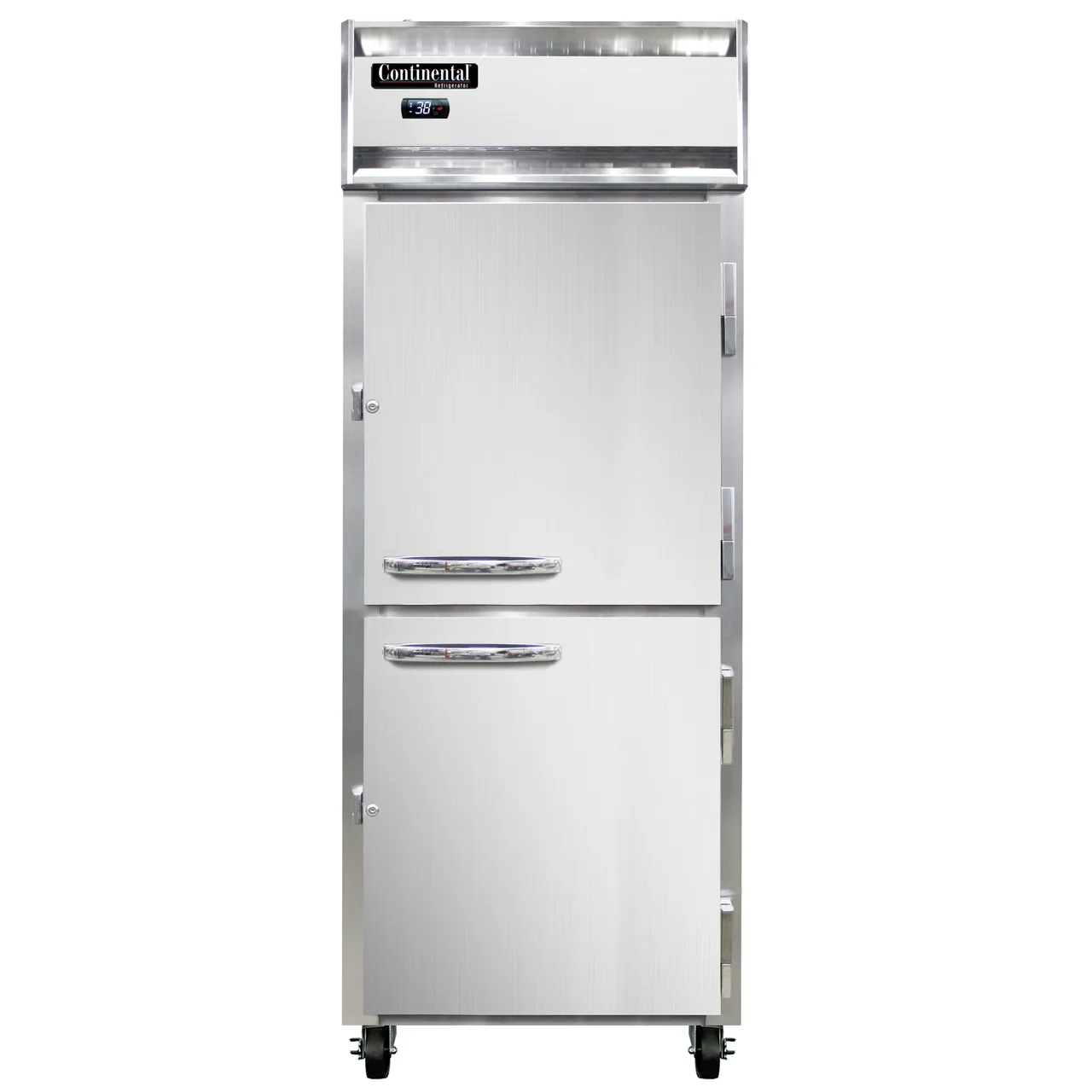 Continental 1RENHD 28" 28.5" 1-Section Reach-In Refrigerator w/ 2 Half Solid Doors, Stainless Steel Front Aluminum Exterior, 21 cu. ft.