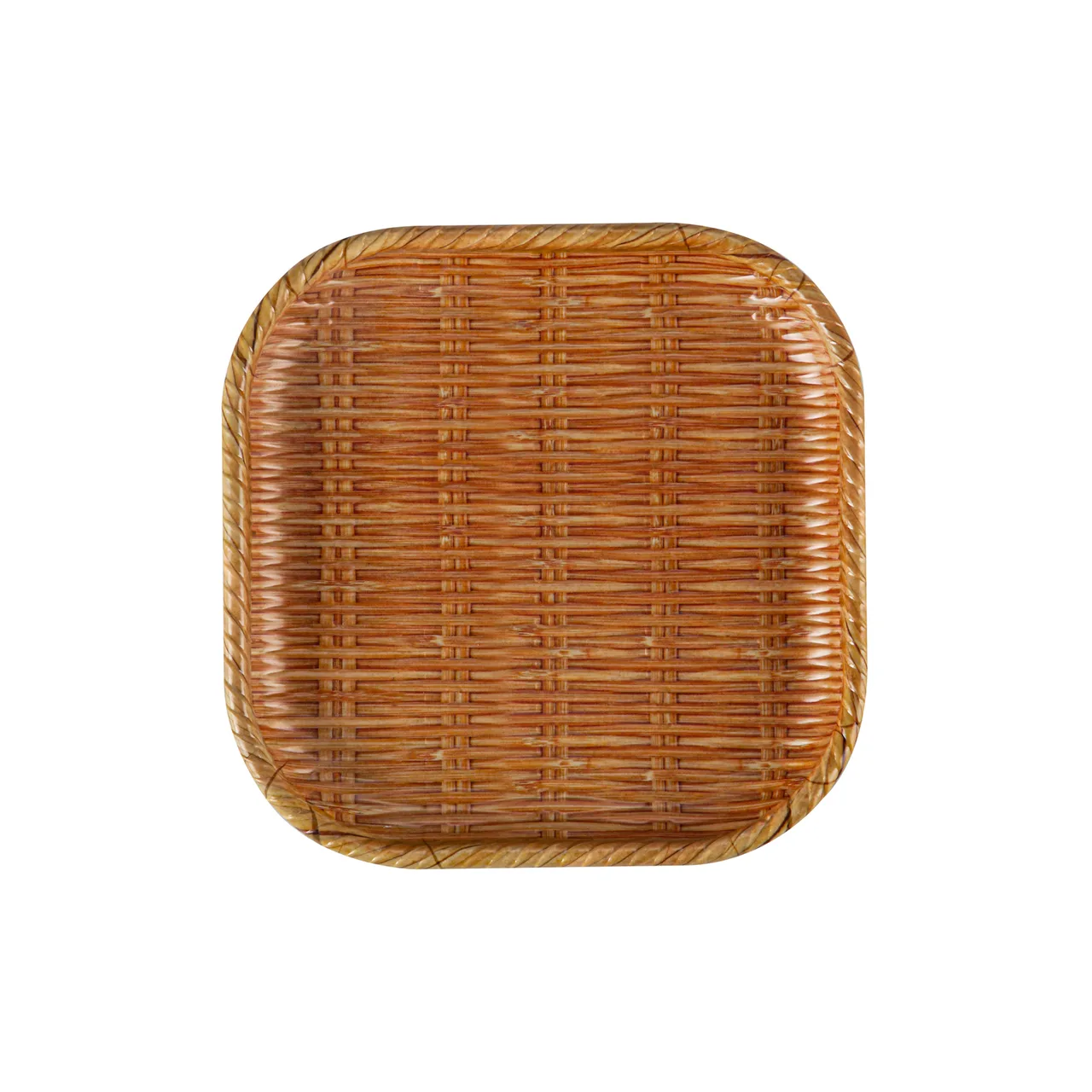 CAC China XBMB-SQ16 Bamboo Grove Plate - 10-1/2" Square, Brown, Wide Rim, Curved Edge, 1 Dozen