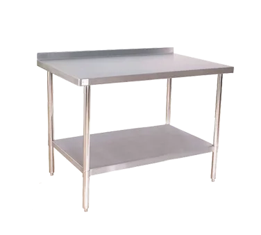 Klinger's Trading ABST1836 36" Open Base Work Table with Undershelf, 2" Backsplash / 18 Gauge Top