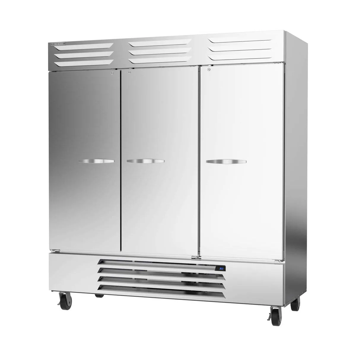 Beverage Air RB72HC-1S Three Reach-In Refrigerator w/ 3 Solid Doors, Bottom Mounted, Aluminum Interior, 69 cu. ft.