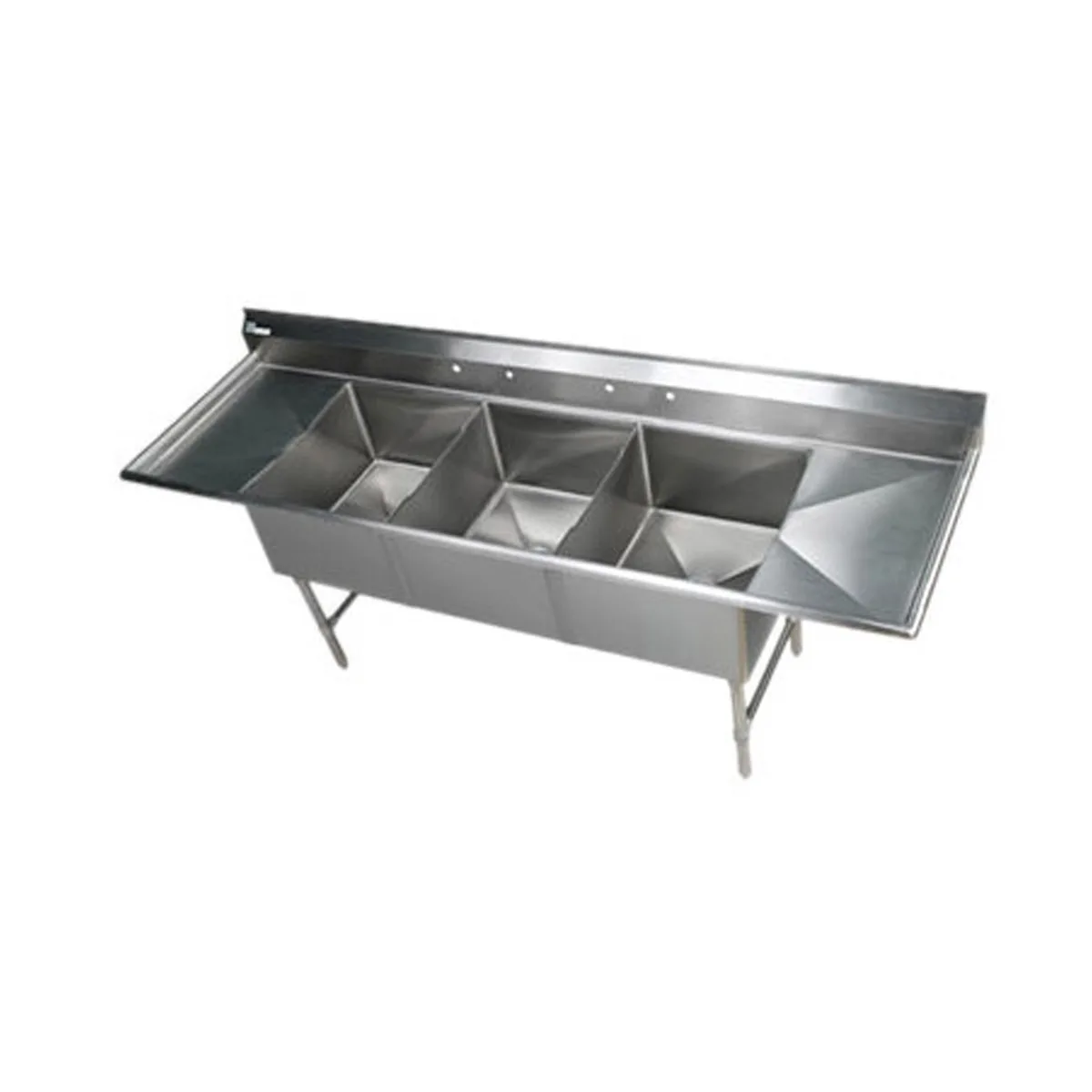 Klinger's Trading EIT32D24 114" Three Compartment Sink, 22"W x 26"L Bowl With 2 Drainboards