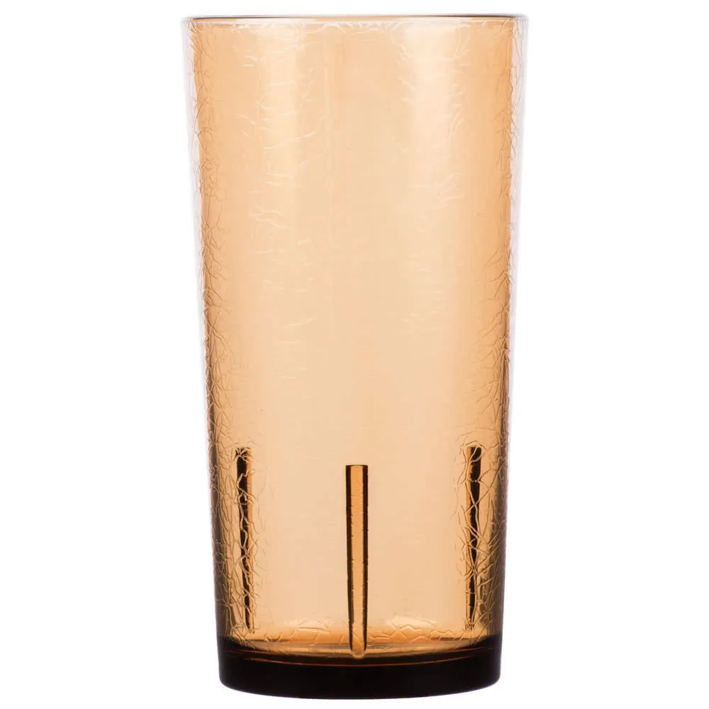 Cambro D24609 Del Mar Tumbler, 24 oz Amber Crackled, 3‑7/16" Top Dia, SAN Plastic, Stackable