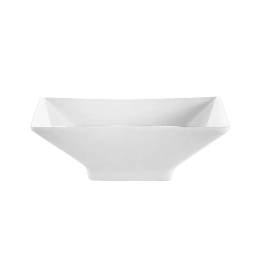 CAC China CTY-37 Square Salad Bowl, 20 oz (7" × 7" × 2¼"), White Porcelain, Safe - 1 Dozen