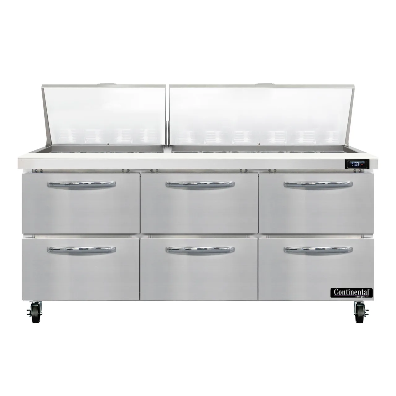 Continental Refrigerator SW72N30M-D 72" Mega Top Sandwich Prep Table w/ 6 Drawers, 30 pans