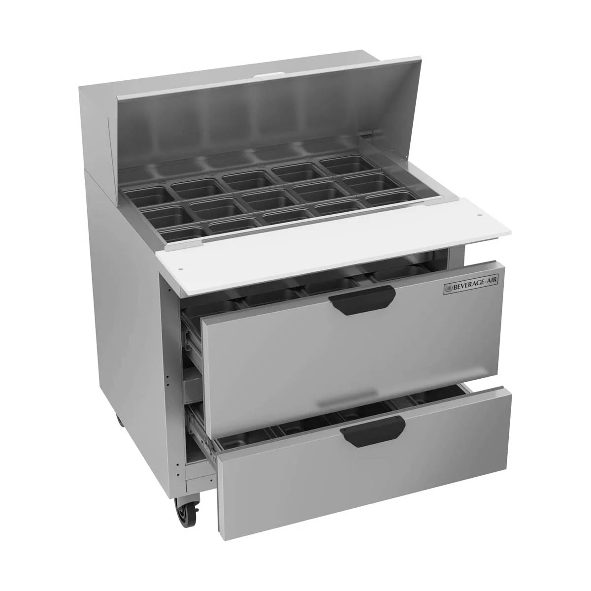 Beverage Air SPED36HC-15M-2 36" Mega Top Sandwich / Salad Prep Table w/ 2 Drawers, 15 Pans