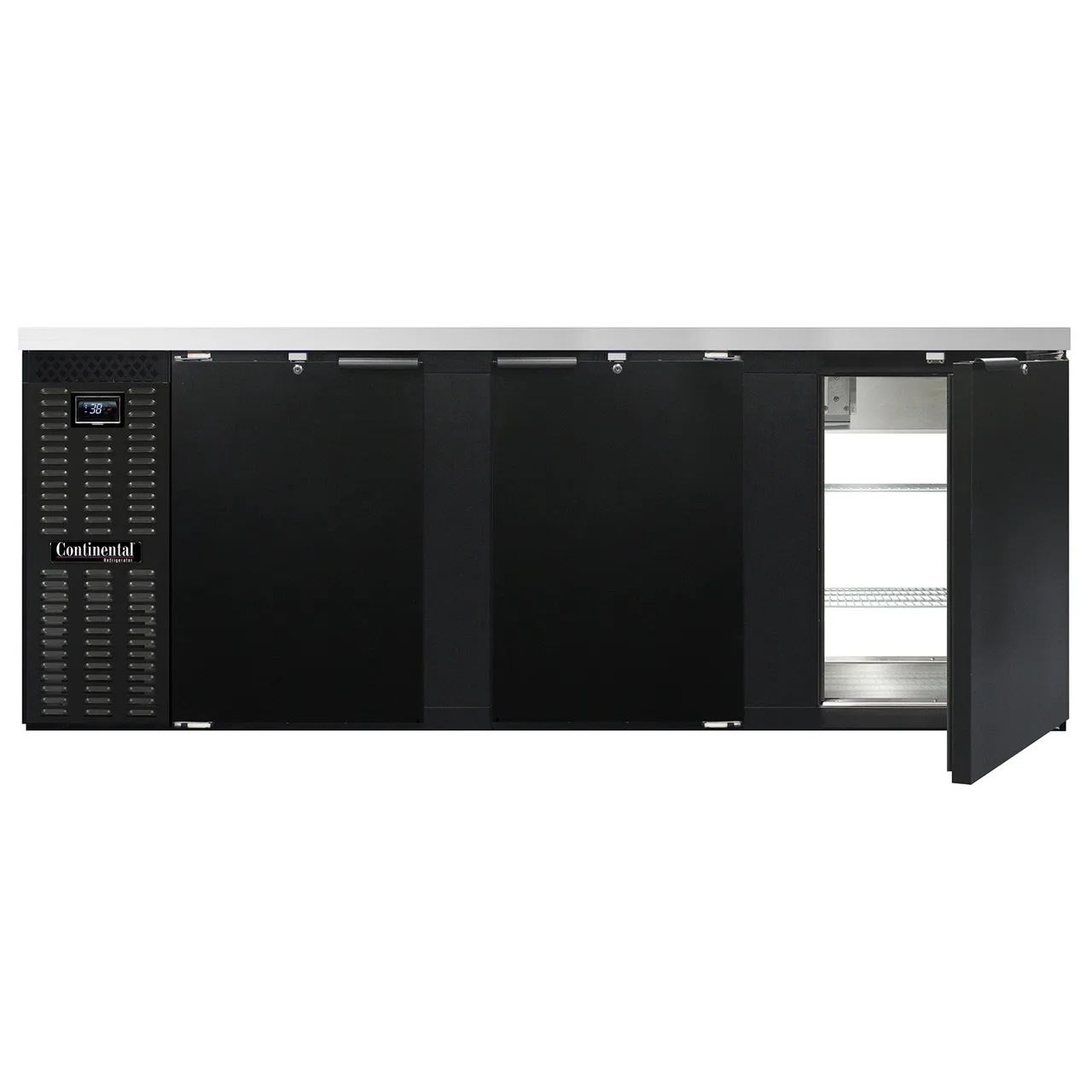 Continental Refrigerator BB90NPT Pass-Thru Back Bar Cooler w/ 35 Cu Ft, 6 Solid Doors, 90"