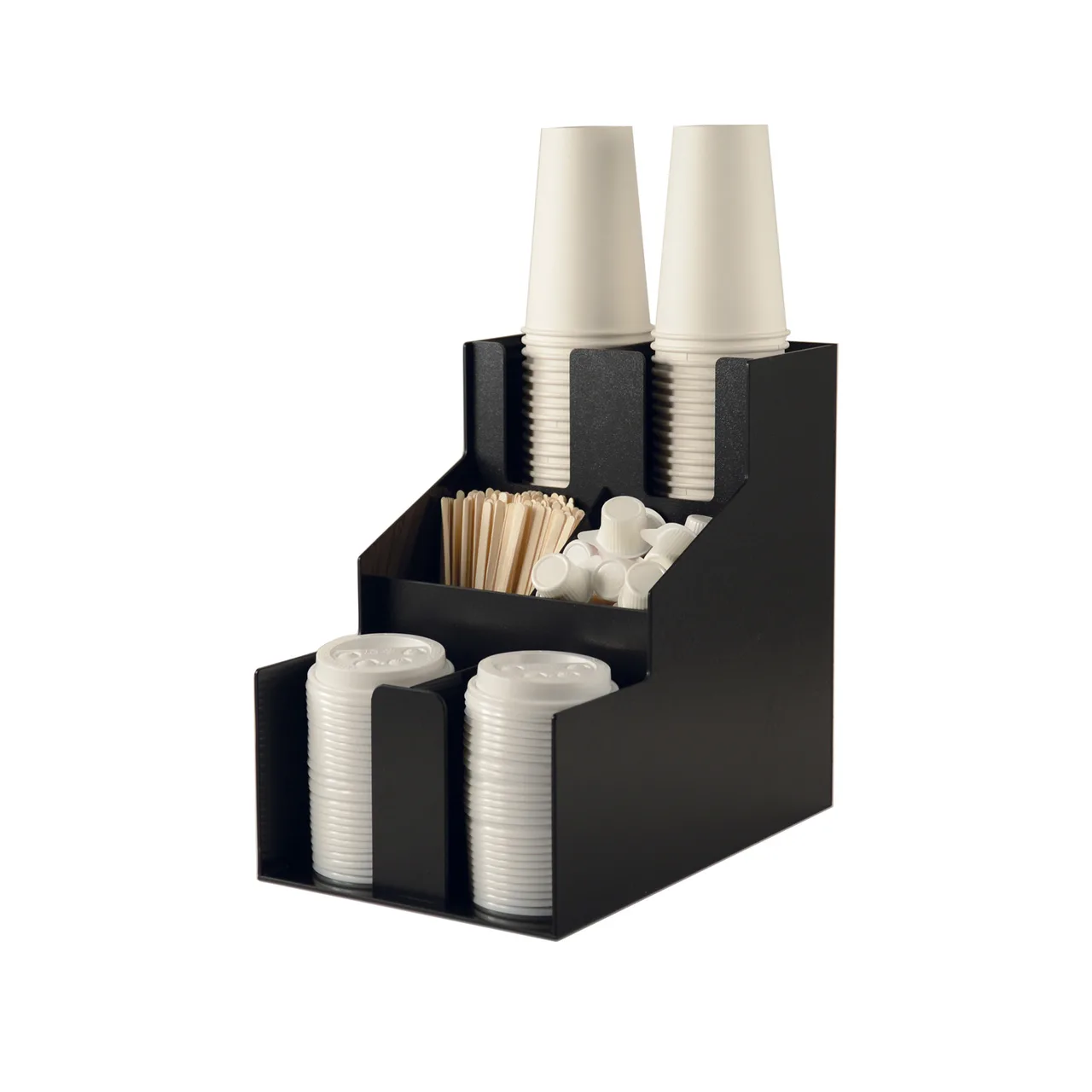 CAC China ACO3-2C Cup And Lid Organizer, 3-Tier 2-Stack, Acrylic, Black, BPA Free