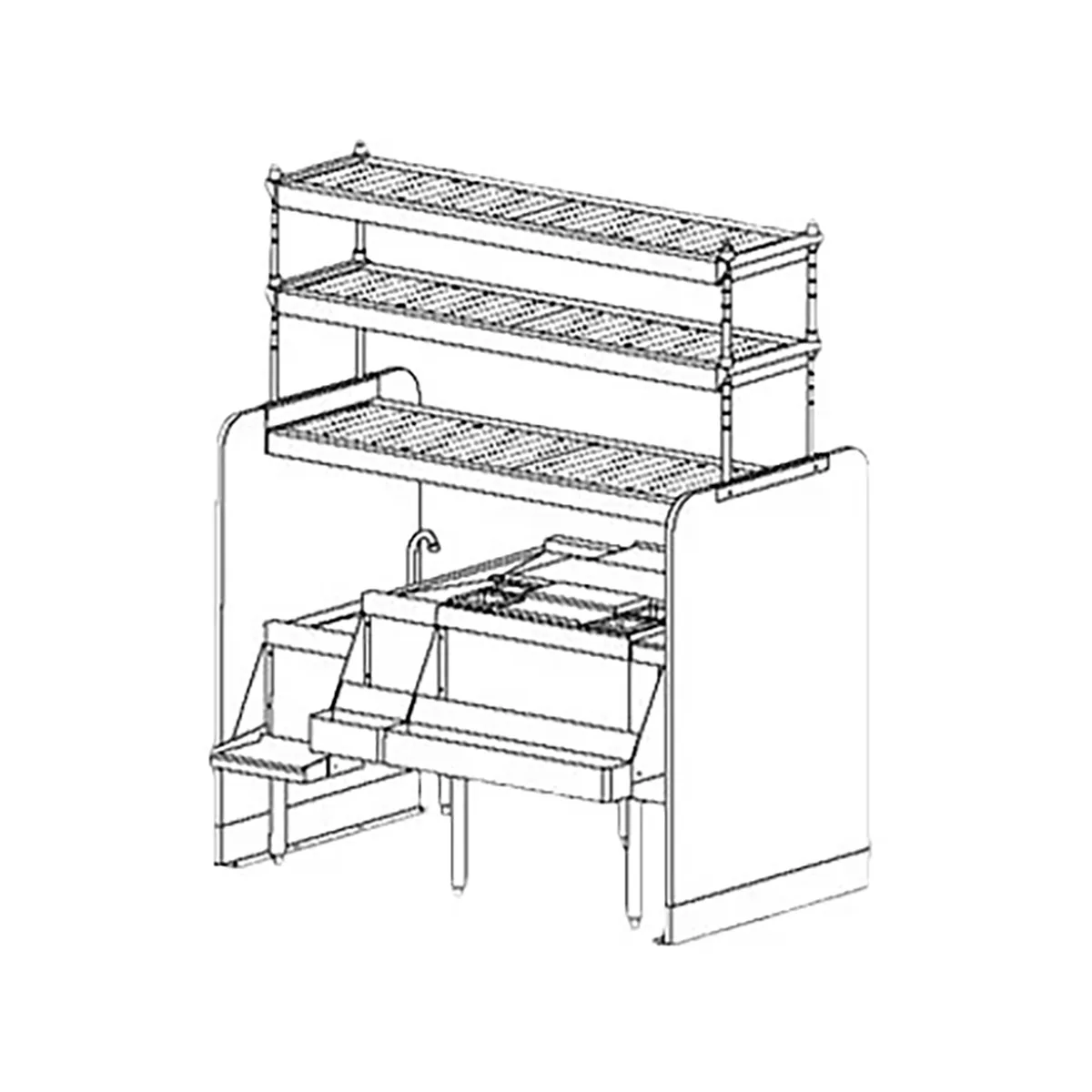 Perlick PTS54L-LF 54" Pass-Thru Combo Underbar Ice Bin/Cocktail Station w/ 8 Circuit - 95 lbs / Right