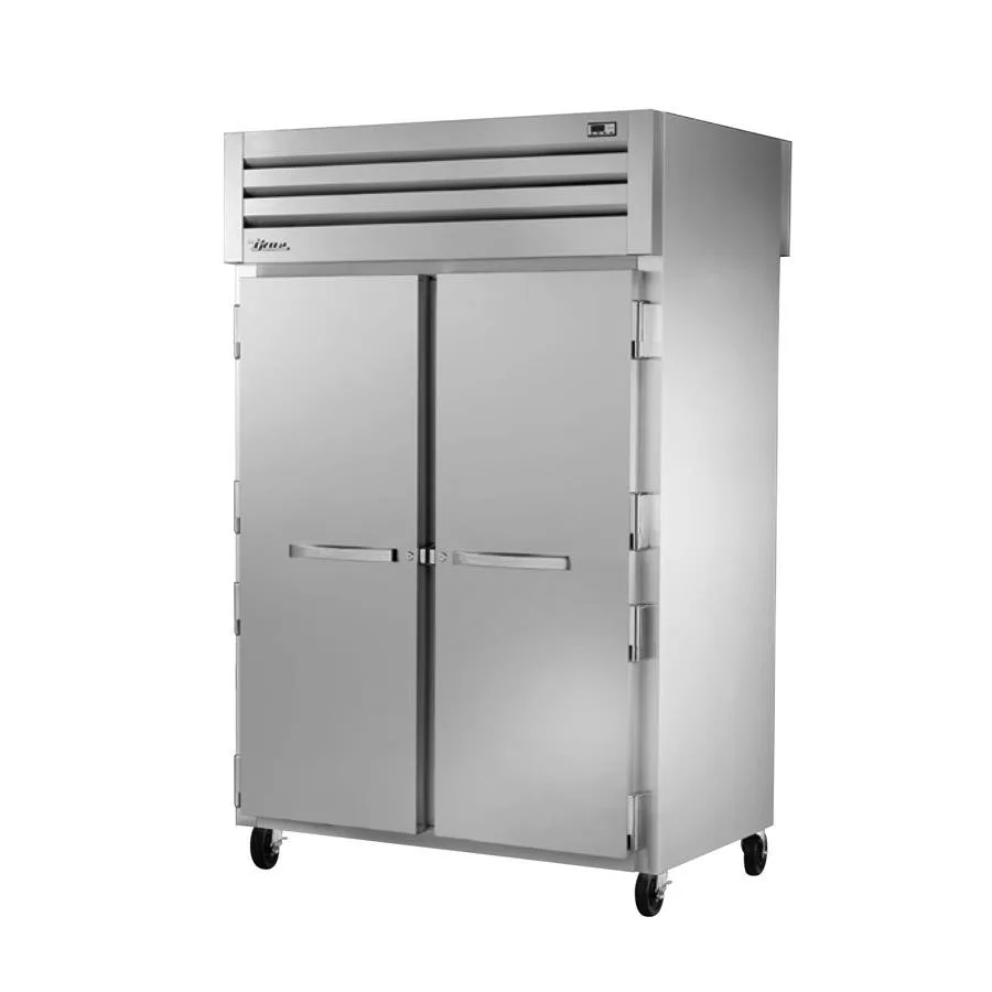 True STA2RPT-2S-2G-HC 2-Section Pass-Thru Refrigerator w/ Front 2 Solid & Rear 2 Glass Doors, Aluminum Interior-Stainless Floor